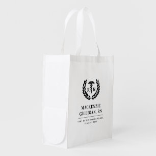 Personalized RN Nursing School Graduation Elegant Grocery Bag