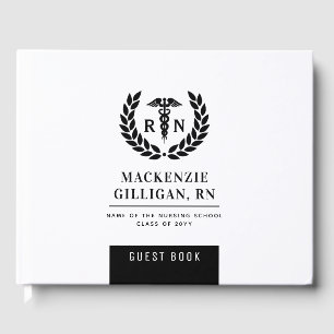 Personalized RN Nursing School Graduation Elegant Guest Book
