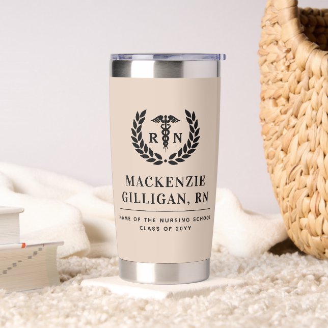 Personalized RN Nursing School Graduation Elegant Insulated Tumbler (Living Room)