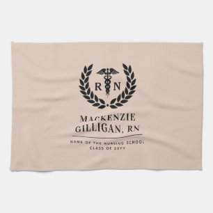 Personalized RN Nursing School Graduation Elegant Kitchen Towel
