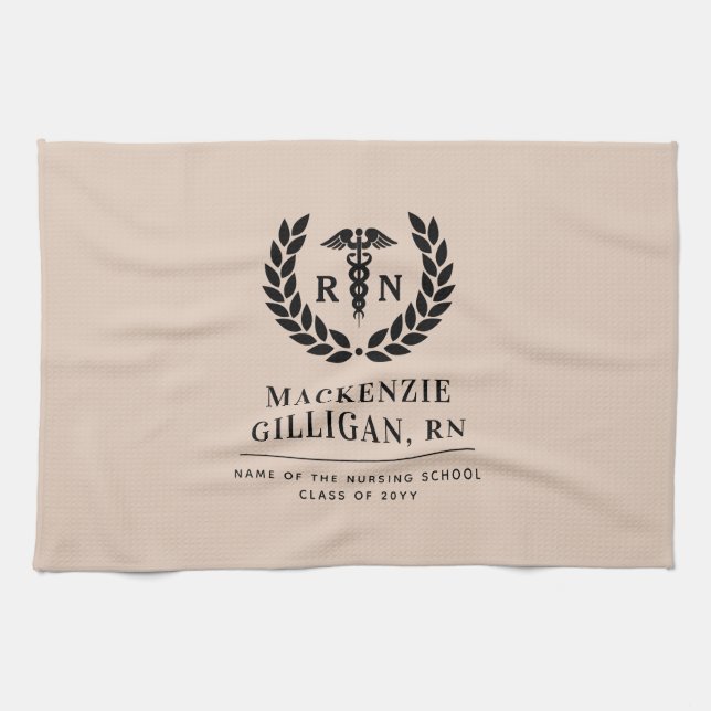Personalized RN Nursing School Graduation Elegant Kitchen Towel (Horizontal)