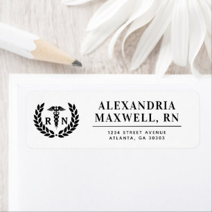 Personalized RN Nursing School Graduation Elegant Label