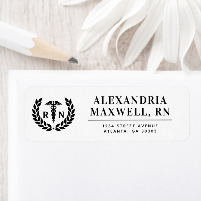 Personalized RN Nursing School Graduation Elegant Label (Insitu)