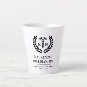 Personalized RN Nursing School Graduation Elegant Latte Mug