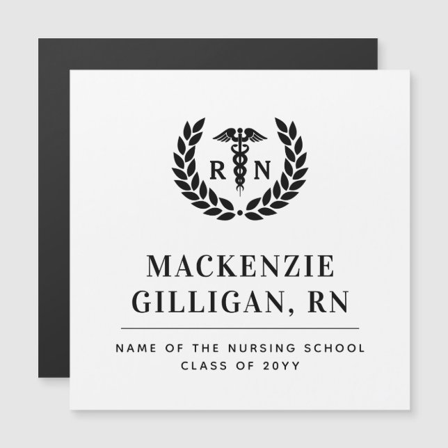 Personalized RN Nursing School Graduation Elegant Magnetic Invitation (Front/Back)