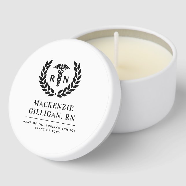 Personalized RN Nursing School Graduation Elegant Mini Candle Favors (Corner)