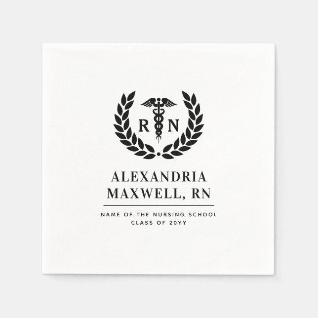 Personalized RN Nursing School Graduation Elegant Napkins (Front)