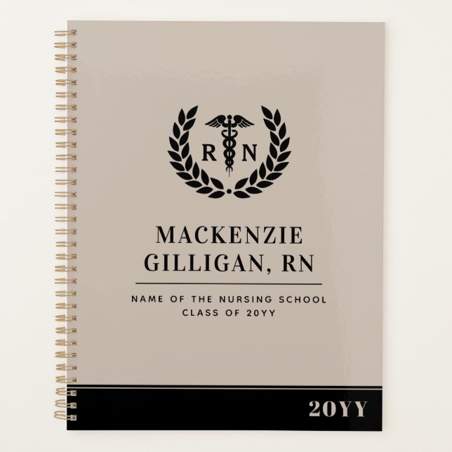 Personalized RN Nursing School Graduation Elegant Planner (Front)