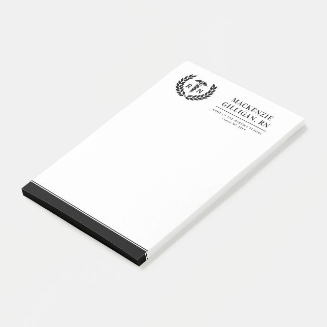 Personalized RN Nursing School Graduation Elegant Post-it Notes (Angled)