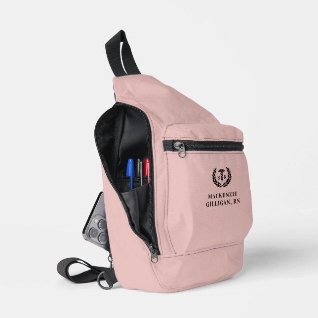 Personalized RN Nursing School Graduation Elegant Sling Bag (Open)