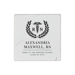 Personalized RN Nursing School Graduation Elegant Stone Magnet