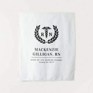 Personalized RN Nursing School Graduation Elegant Tapestry