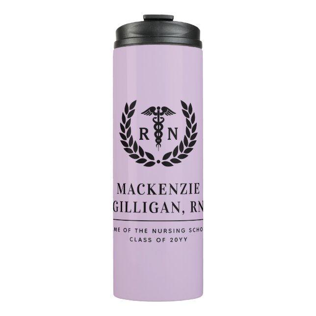 Personalized RN Nursing School Graduation Elegant Thermal Tumbler (Front)