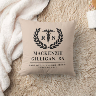 Personalized RN Nursing School Graduation Elegant Throw Pillow