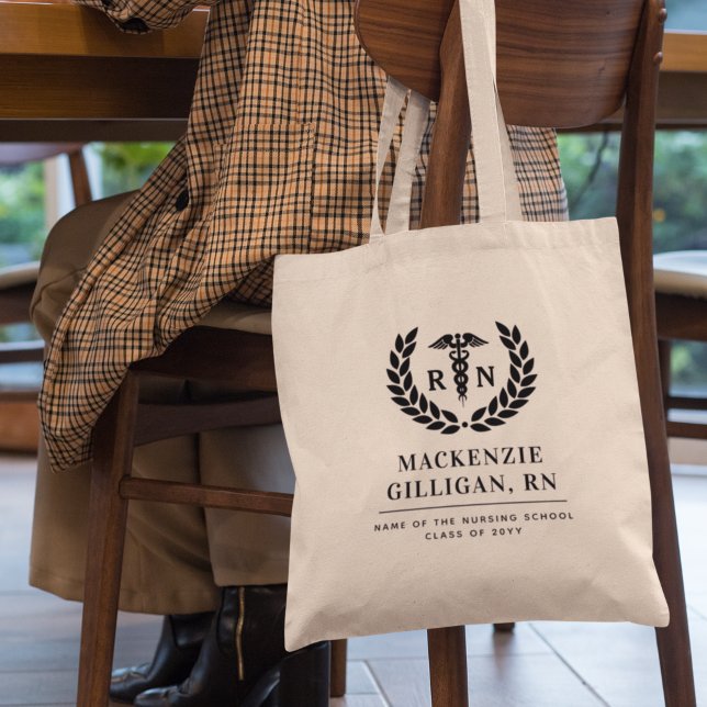 Personalized RN Nursing School Graduation Elegant Tote Bag (Creator Uploaded)