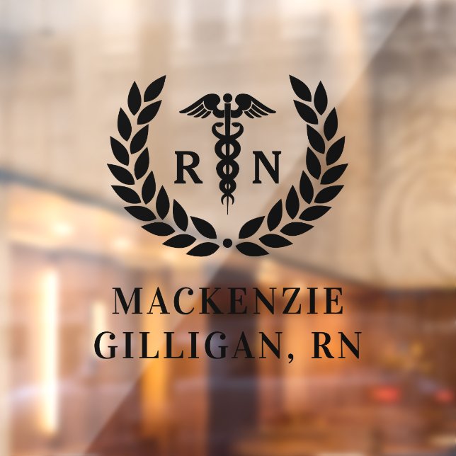 Personalized RN Nursing School Graduation Elegant Window Cling (Sheet 2)