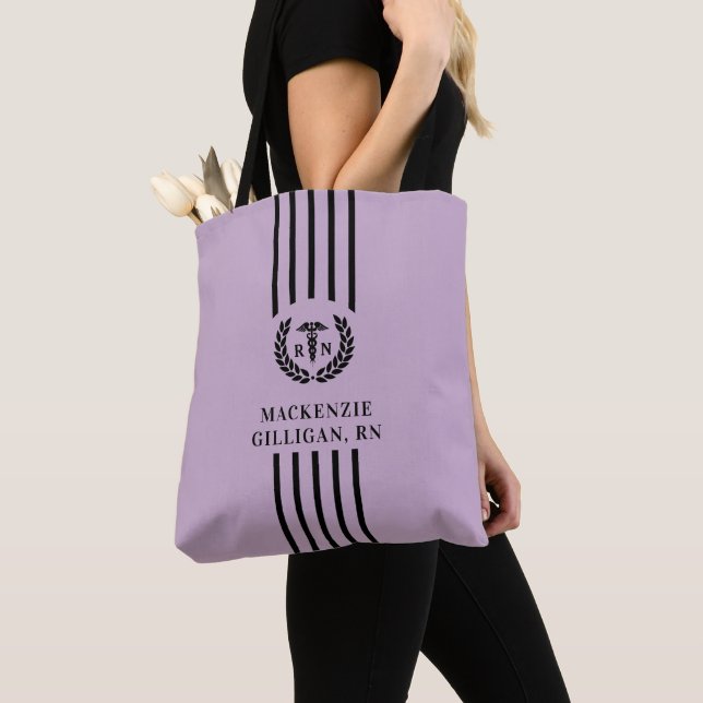 Personalized RN Nursing School Graduation Modern Tote Bag (Close Up)