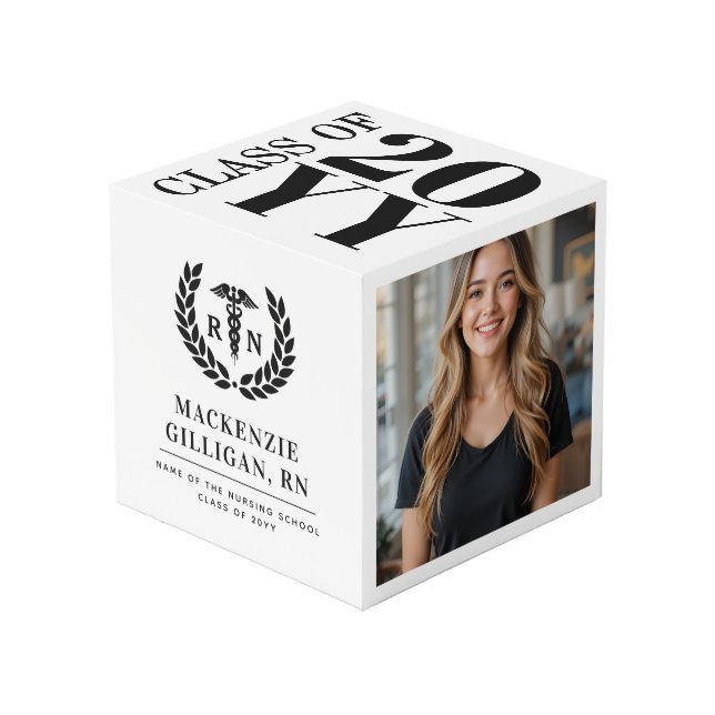 Personalized RN Nursing School Graduation Photo Cube (Front Angled)