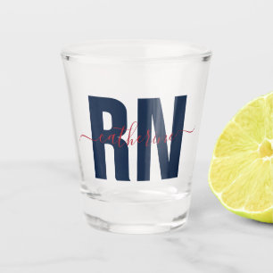 Personalized RN Registered Nurse Blue & Red Shot Glass