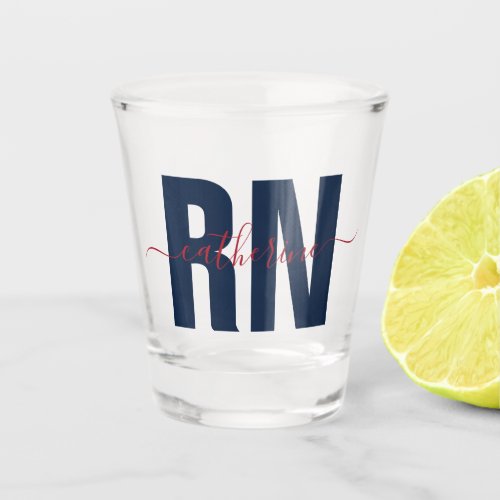 Personalized RN Registered Nurse Blue  Red  Shot Glass