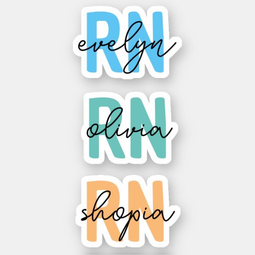 Personalized RN Registered Nurse Colorful Sticker