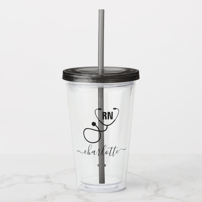 Personalized RN Registered Nurse Graduation  Acrylic Tumbler (Front)