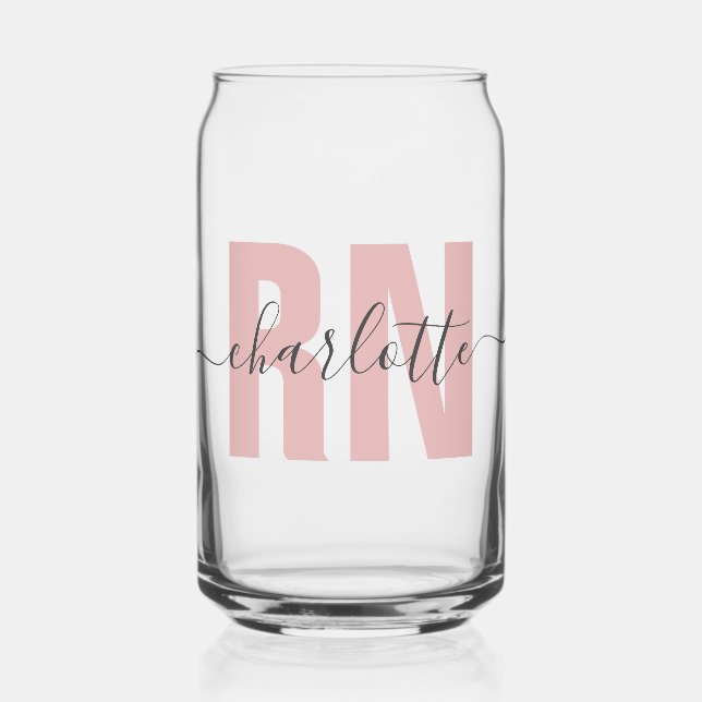 Personalized RN Registered Nurse Graduation Can Glass (Front)