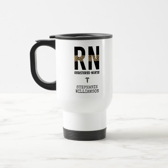 Personalized RN Registered Nurse Graduation Gifts Travel Mug (Left)