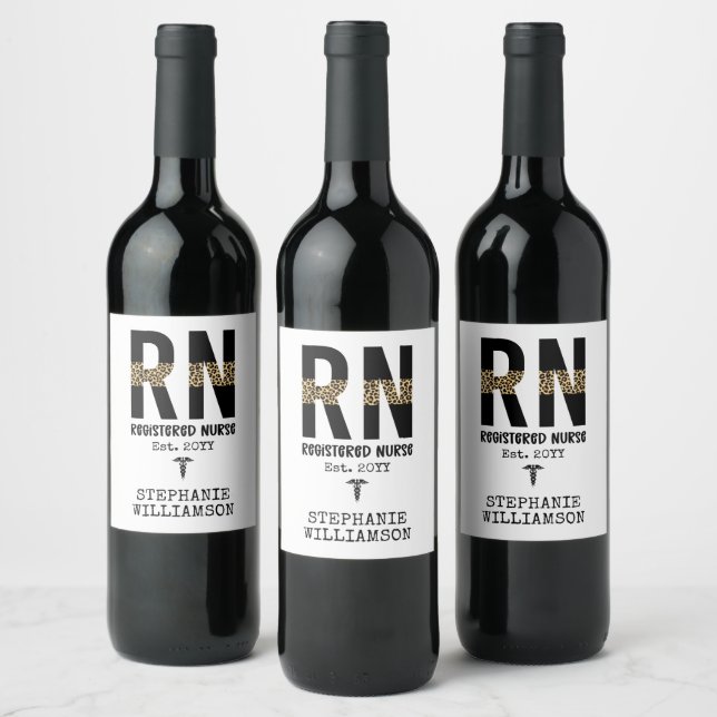 Personalized RN Registered Nurse Graduation Gifts Wine Label (Bottles)