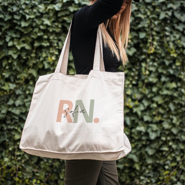 personalized RN Registered Nurse Name calligraphy Tote Bag (Creator Uploaded)