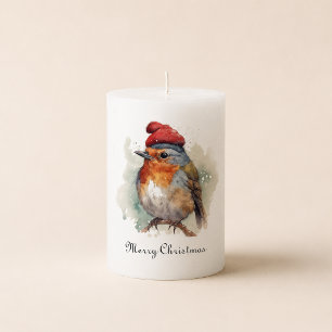 Personalized Robin Christmas Gift Keepsake Pillar Candle