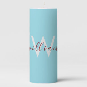 Personalized Robin Egg Blue Pillar Candle