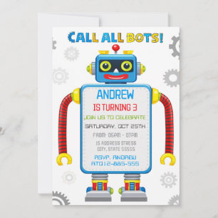 Personalized Robot Birthday invitation