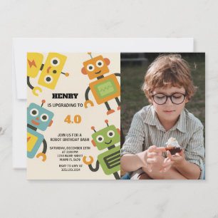 Personalized Robot Birthday Invitation for Kids