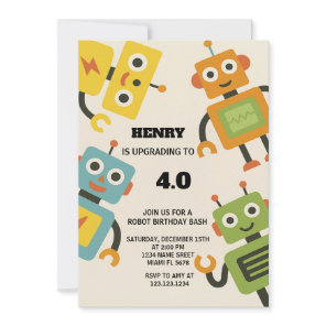 Personalized Robot Birthday Invitation for Kids