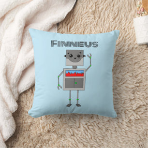 Personalized Robot Themed   Throw Pillow