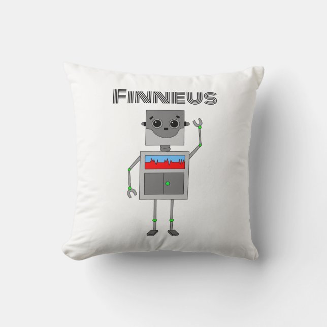 Personalized Robot Themed   Throw Pillow (Front)