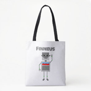 Personalized Robot Themed   Tote Bag