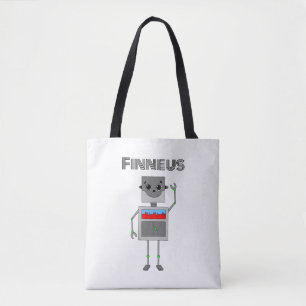 Personalized Robot Themed Tote Bag