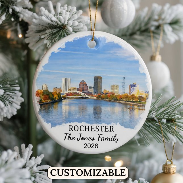 Personalized Rochester Ornament, Custom New York Ceramic Ornament (Creator Uploaded)