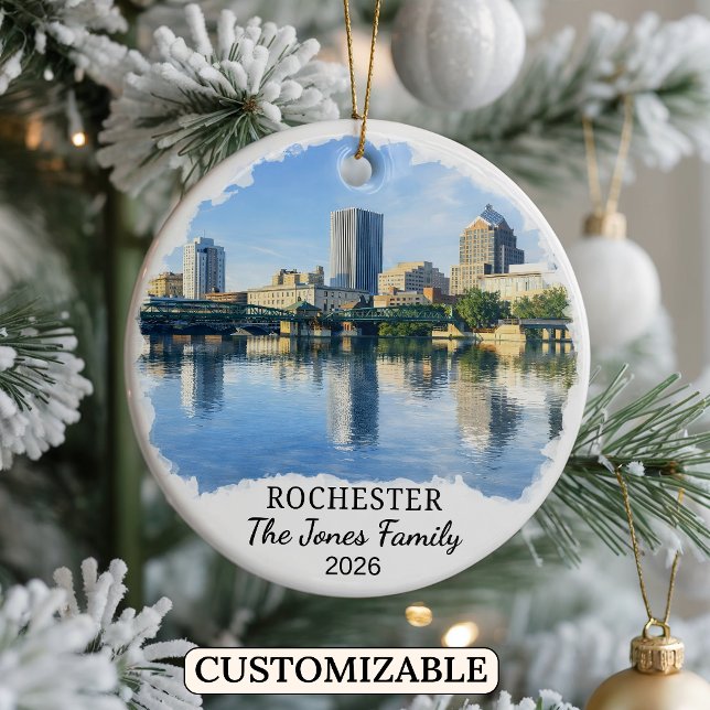 Personalized Rochester Ornament, Custom New York Ceramic Ornament (Creator Uploaded)