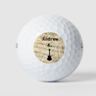 Personalized Rock and Roll Guitar Sound Wave Golf Balls