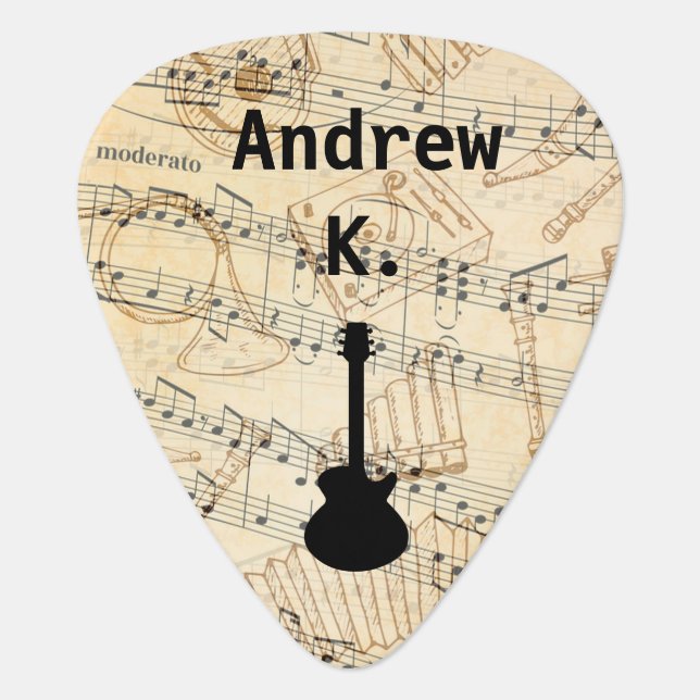 Personalized Rock and Roll Guitar Sound Wave Pick (Front)