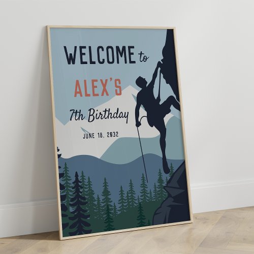 Personalized Rock Climbing Birthday Party Welcome Poster