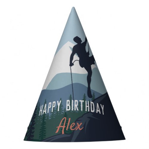 Personalized Rock Climbing Theme Birthday Party Hat