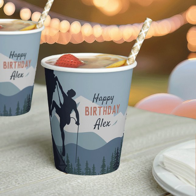 Personalized Rock Climbing Theme Birthday Party Paper Cups (Creator Uploaded)