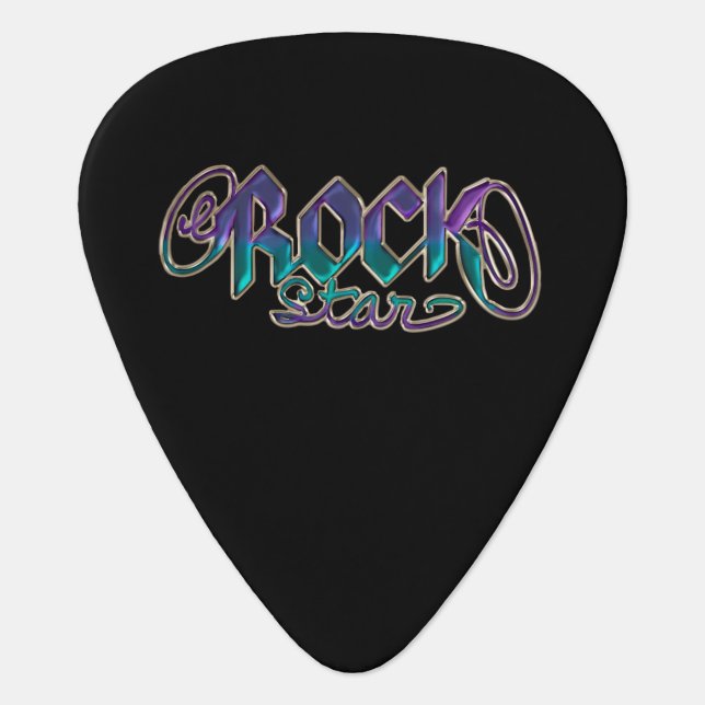 Personalized Rock Star Emblem Music Guitar Pick (Front)