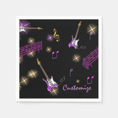 Personalized Rock Star Music Background Napkins