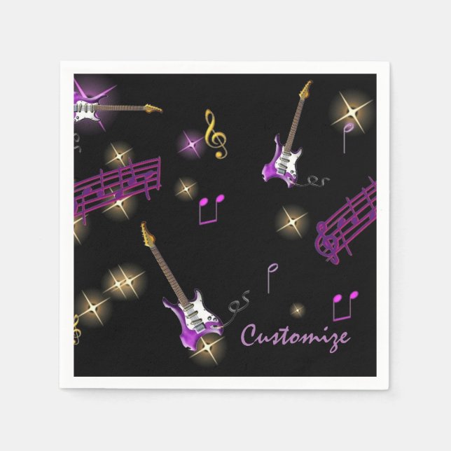Personalized Rock Star Music Background Napkins (Front)