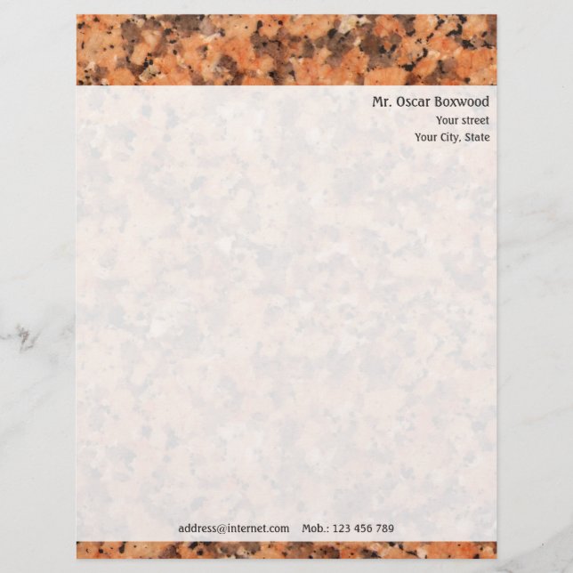 Personalized Rock Texture with Return Address Letterhead (Front)